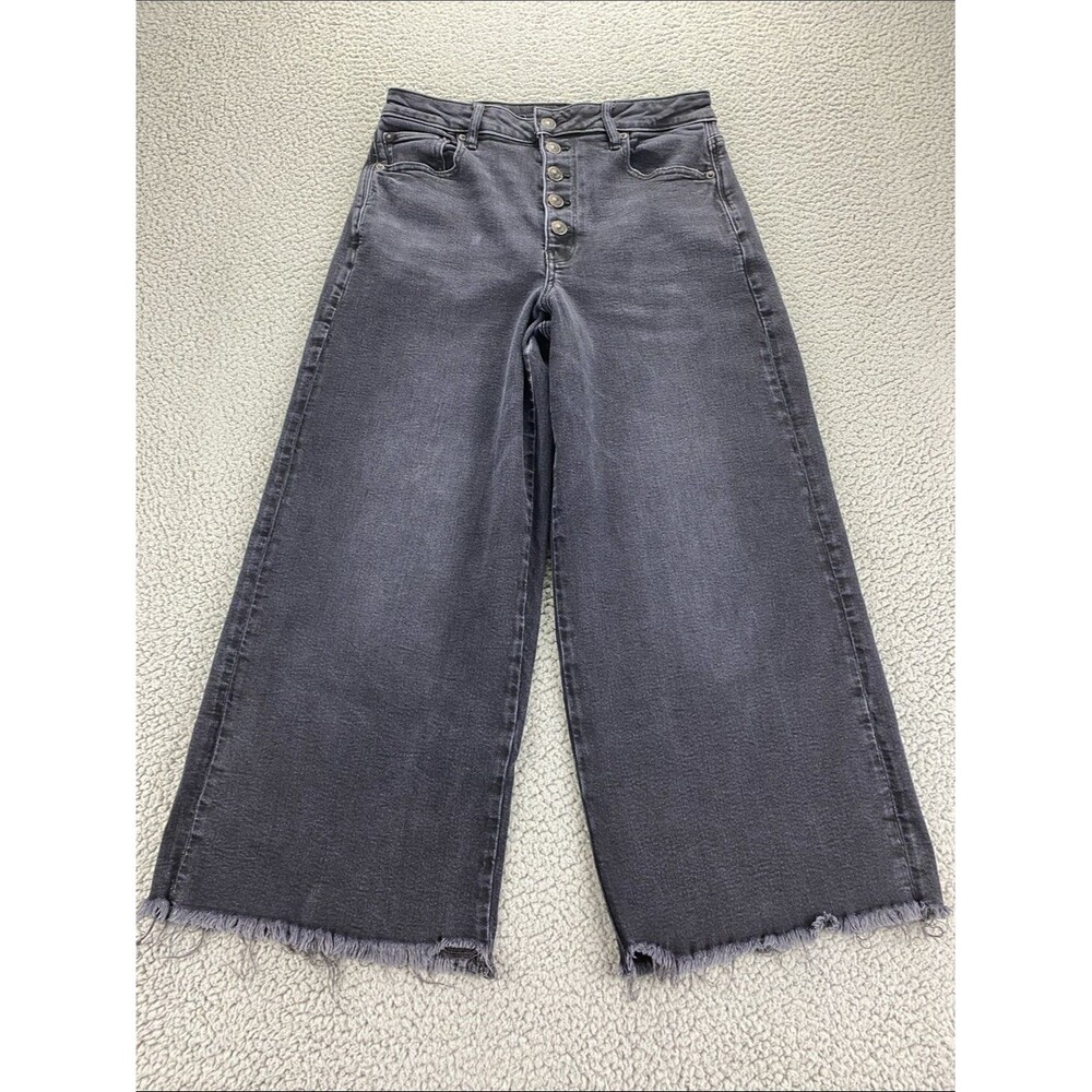 American Eagle Women's Wide Leg Crop Exposed Button Fly Jeans   Size:  8 Regular